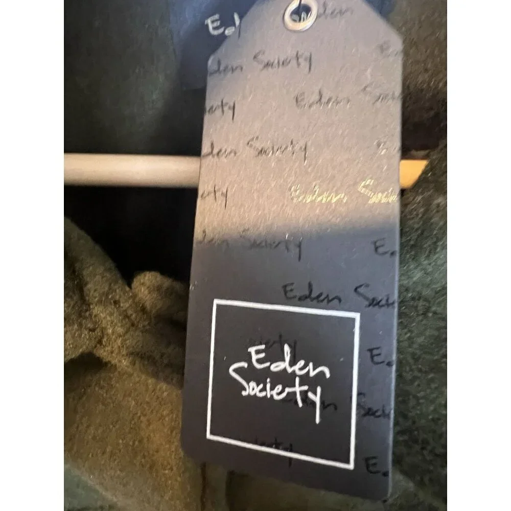 Eden Society Green Utility Jacket Coat XL Mid Weight Flap Pockets Button Up NWT - Picture 9 of 9